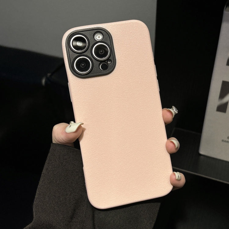 For iPhone 16 Pro Max Litchi Texture TPU Black Lens Frame Phone Case
