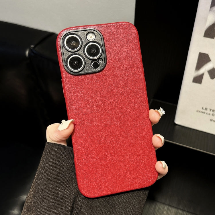 For iPhone 15 Pro Litchi Texture TPU Black Lens Frame Phone Case