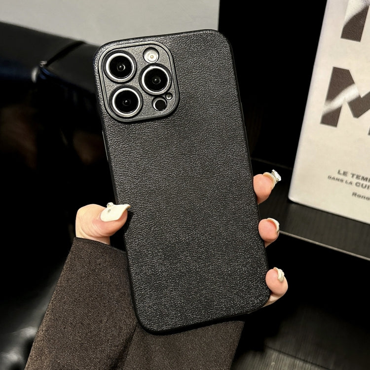 For iPhone 11 Pro Litchi Texture TPU Black Lens Frame Phone Case