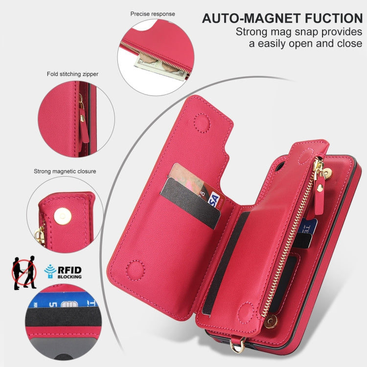 For Samsung Galaxy A35 5G Double Flap Zipper RFID Leather Phone Case with Short Lanyard