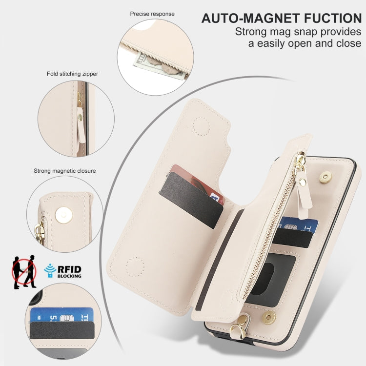 For Samsung Galaxy A54 Double Flap Zipper RFID Leather Phone Case with Short Lanyard