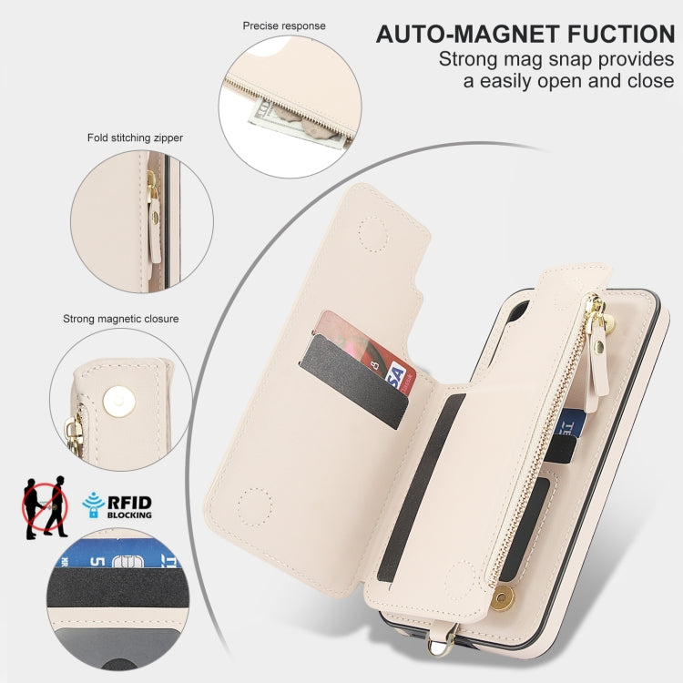 For Samsung Galaxy A55 5G Double Flap Zipper RFID Leather Phone Case with Short Lanyard