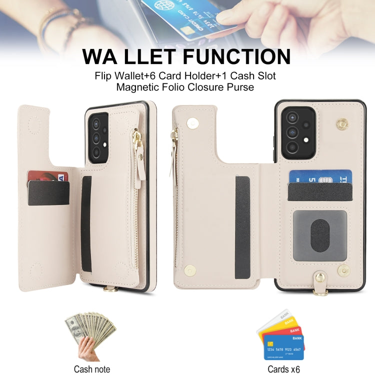 For Samsung Galaxy A72 5G Double Flap Zipper RFID Leather Phone Case with Short Lanyard