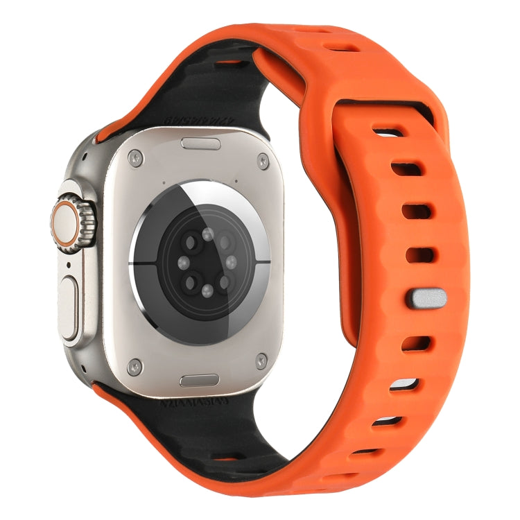 For Apple Watch 46mm / 49mm / 45mm / 44mm Horizontal Stripes Two-Color Silicone Watch Band