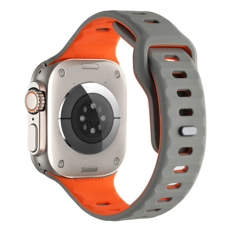 For Apple Watch 46mm / 49mm / 45mm / 44mm Horizontal Stripes Two-Color Silicone Watch Band