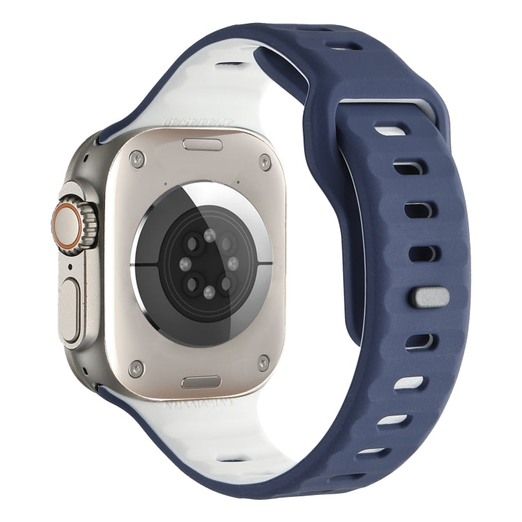 For Apple Watch 46mm / 49mm / 45mm / 44mm Horizontal Stripes Two-Color Silicone Watch Band