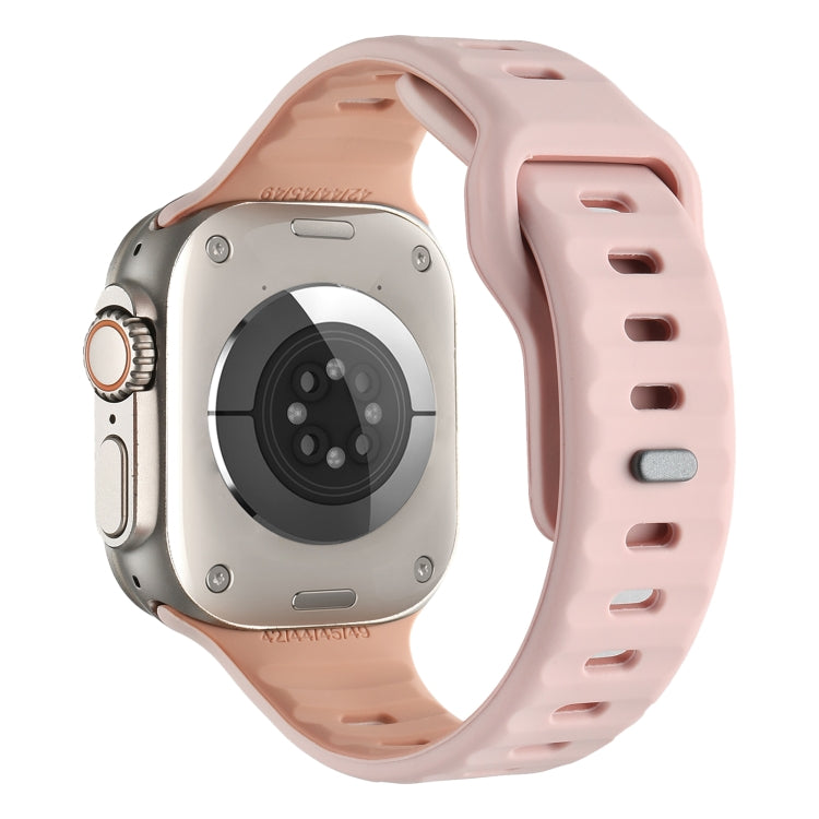 For Apple Watch 46mm / 49mm / 45mm / 44mm Horizontal Stripes Two-Color Silicone Watch Band