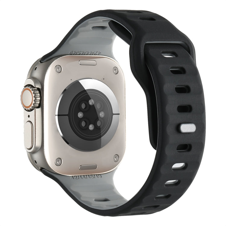 For Apple Watch 42mm / 41mm / 40mm / 38mm Horizontal Stripes Two-Color Silicone Watch Band
