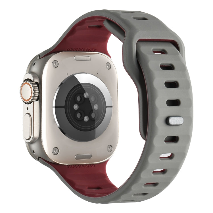 For Apple Watch 42mm / 41mm / 40mm / 38mm Horizontal Stripes Two-Color Silicone Watch Band