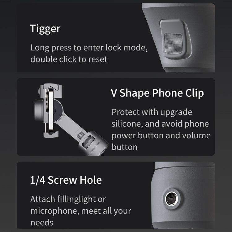FUNSNAP Capture 5 Professional 3-Axis Handheld Gimbal Phone Live Stabilizer, Combo Version - Grey