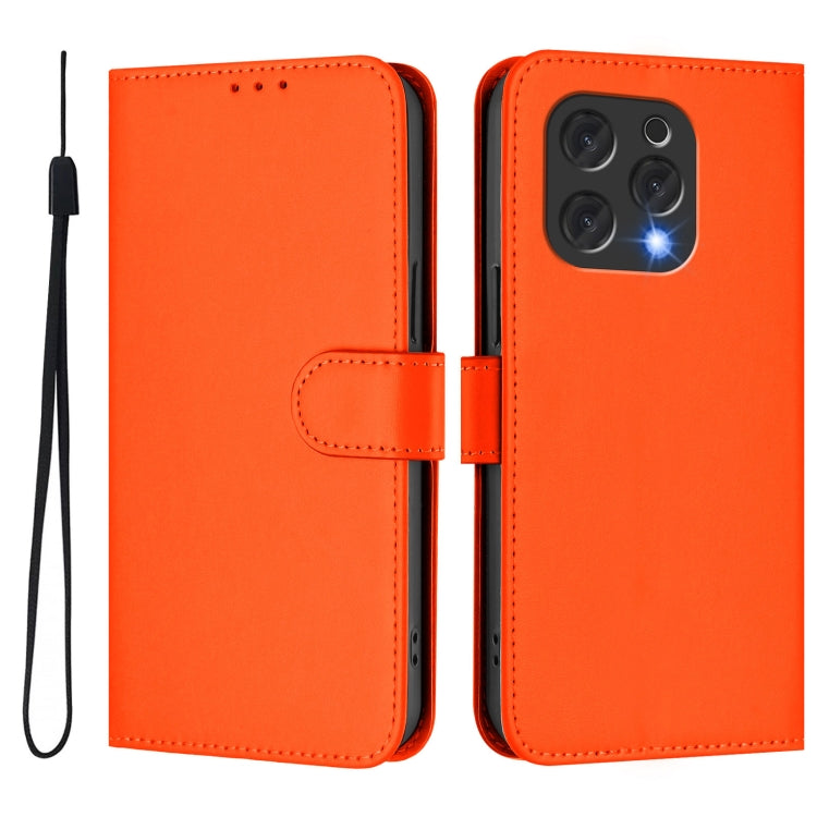 For Doogee N55 Plus Skin Feel Solid Color Leather Phone Case with Lanyard