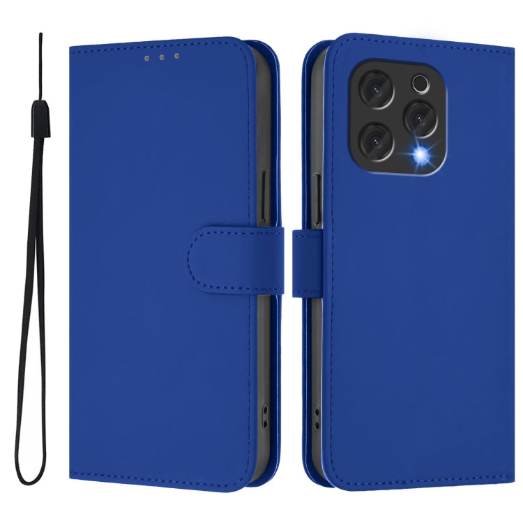 For Doogee N55 Plus Skin Feel Solid Color Leather Phone Case with Lanyard