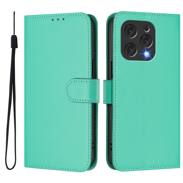 For Doogee N55 Plus Skin Feel Solid Color Leather Phone Case with Lanyard