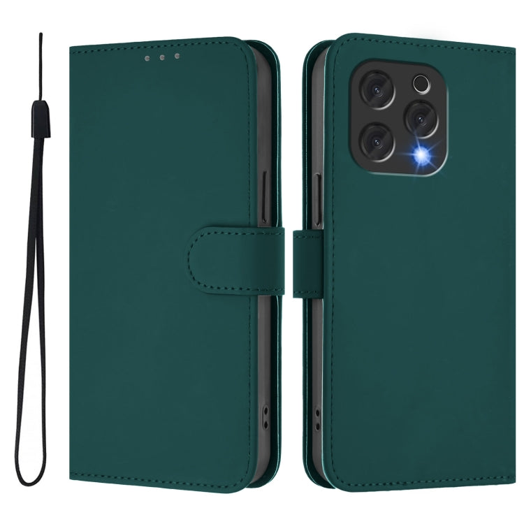 For Doogee N55 Plus Skin Feel Solid Color Leather Phone Case with Lanyard