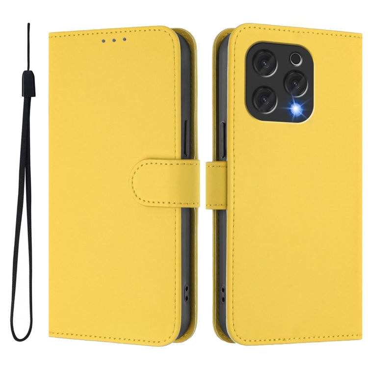 For Doogee N55 Plus Skin Feel Solid Color Leather Phone Case with Lanyard