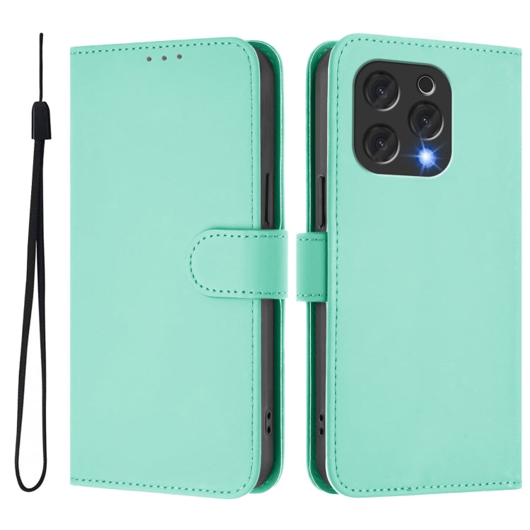 For Doogee N55 Plus Skin Feel Solid Color Leather Phone Case with Lanyard
