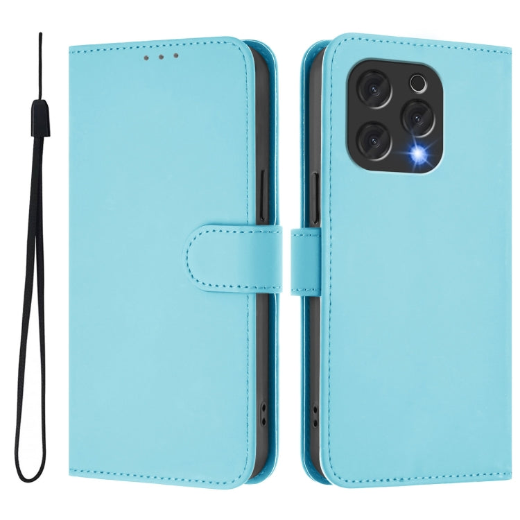 For Doogee N55 Plus Skin Feel Solid Color Leather Phone Case with Lanyard