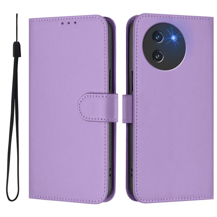 For Doogee Note 59 / Note 59 Pro Skin Feel Solid Color Leather Phone Case with Lanyard