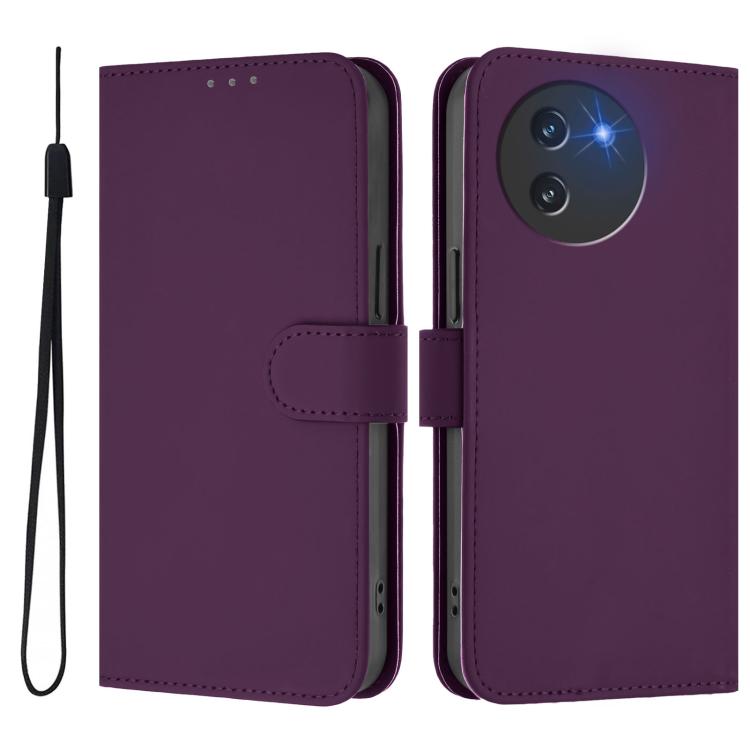 For Doogee Note 59 / Note 59 Pro Skin Feel Solid Color Leather Phone Case with Lanyard