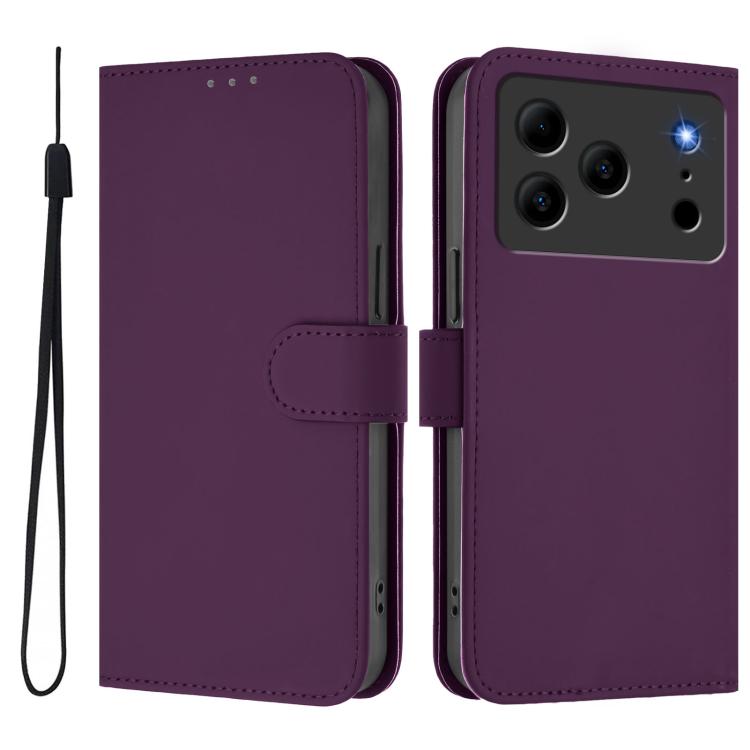For Doogee Note 56 / Note 56 Pro Skin Feel Solid Color Leather Phone Case with Lanyard
