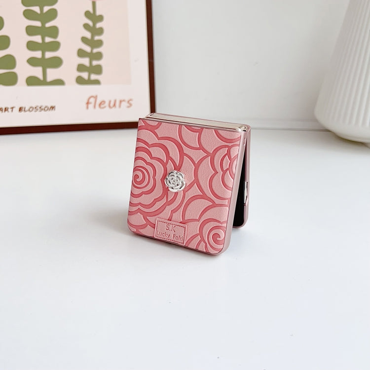 For OPPO Find N3 Flip 3D Camellia Plaid Fabric DIY PC Phone Case