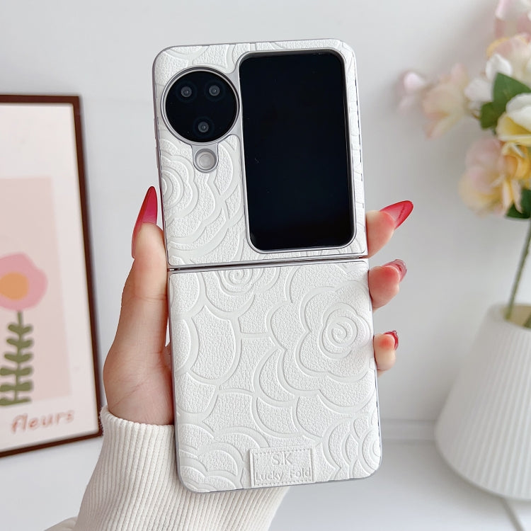 For OPPO Find N3 Flip Camellia Plaid Fabric DIY PC Phone Case