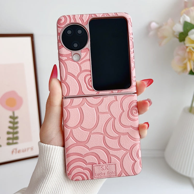 For OPPO Find N3 Flip Camellia Plaid Fabric DIY PC Phone Case
