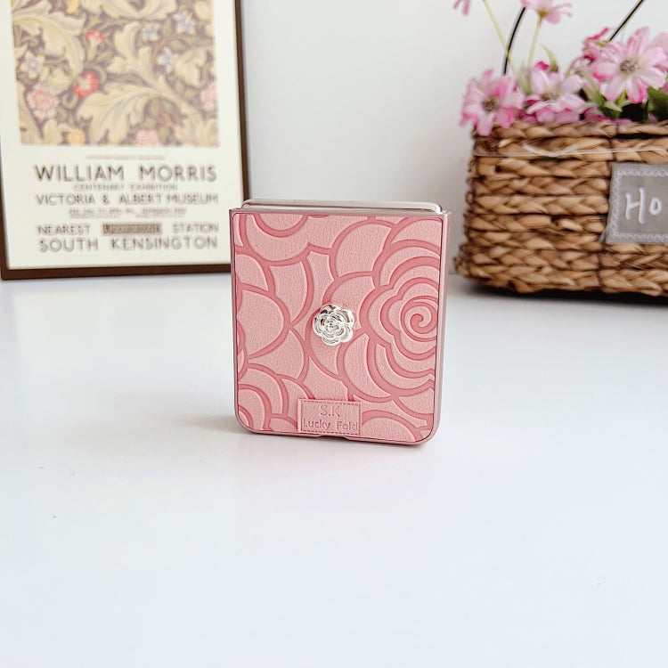 For vivo X Flip 3D Camellia Plaid Fabric DIY PC Phone Case