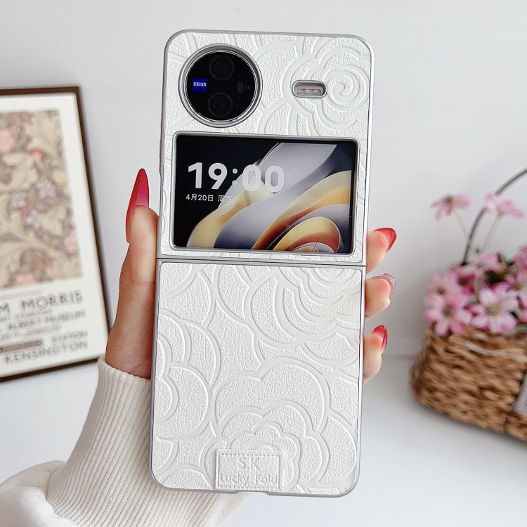 For vivo X Flip Camellia Plaid Fabric DIY PC Phone Case
