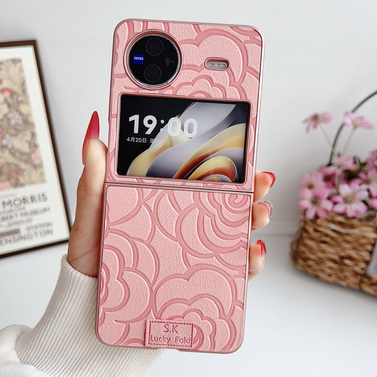 For vivo X Flip Camellia Plaid Fabric DIY PC Phone Case