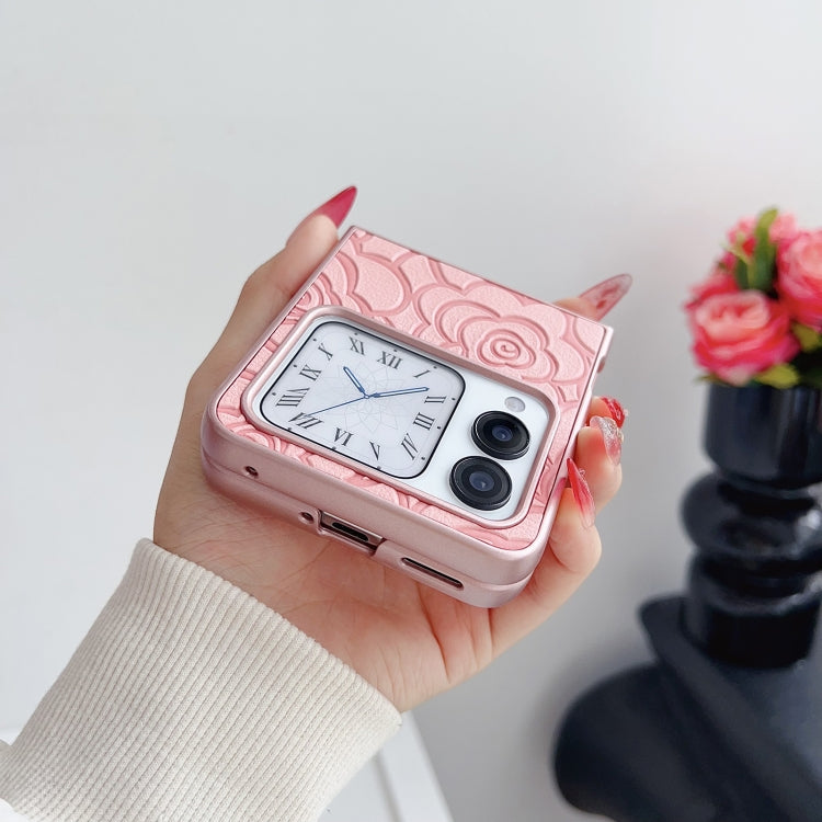 For Huawei nova Flip 3D Camellia Plaid Fabric DIY PC Phone Case