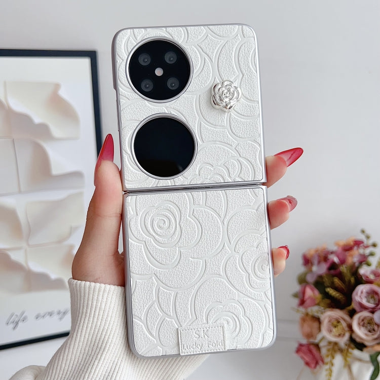 For Huawei Pocket 2 3D Camellia Plaid Fabric DIY PC Phone Case