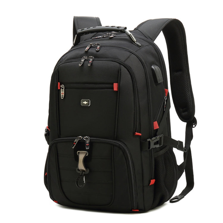 20 inch Multifunctional Business Large Capacity Waterproof Double-Shoulder Backpack with USB Interface - Black