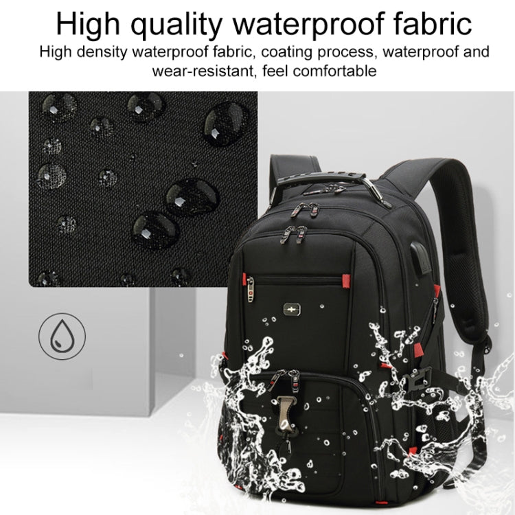 22 inch Multifunctional Business Large Capacity Waterproof Double-Shoulder Backpack with USB Interface - Black