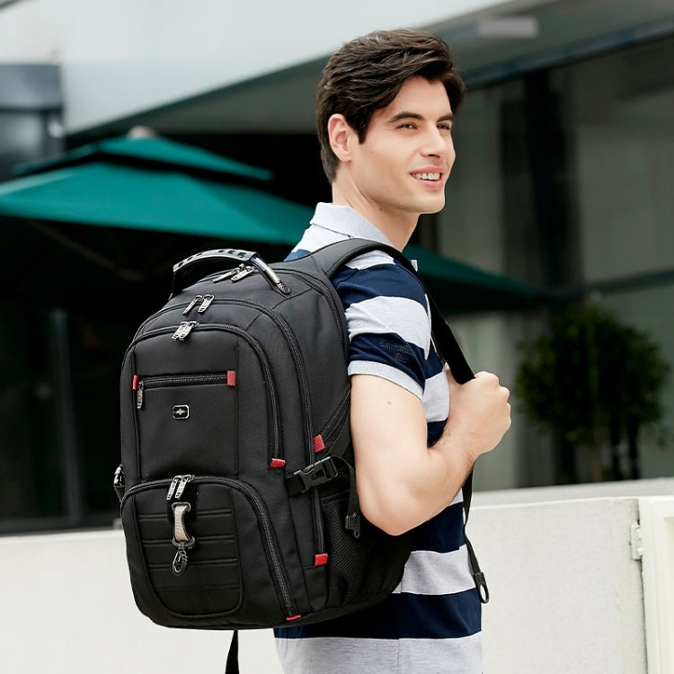 22 inch Multifunctional Business Large Capacity Waterproof Double-Shoulder Backpack with USB Interface - Black