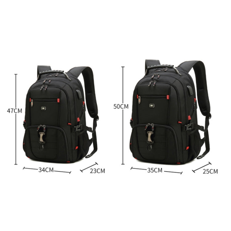 22 inch Multifunctional Business Large Capacity Waterproof Double-Shoulder Backpack with USB Interface - Black