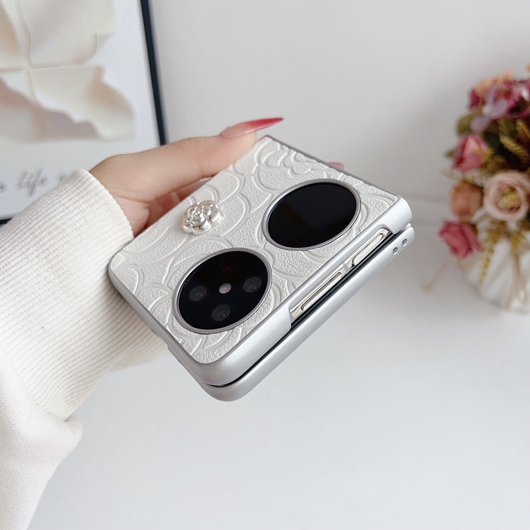 For Huawei P50 Pocket Camellia Plaid Fabric DIY PC Phone Case