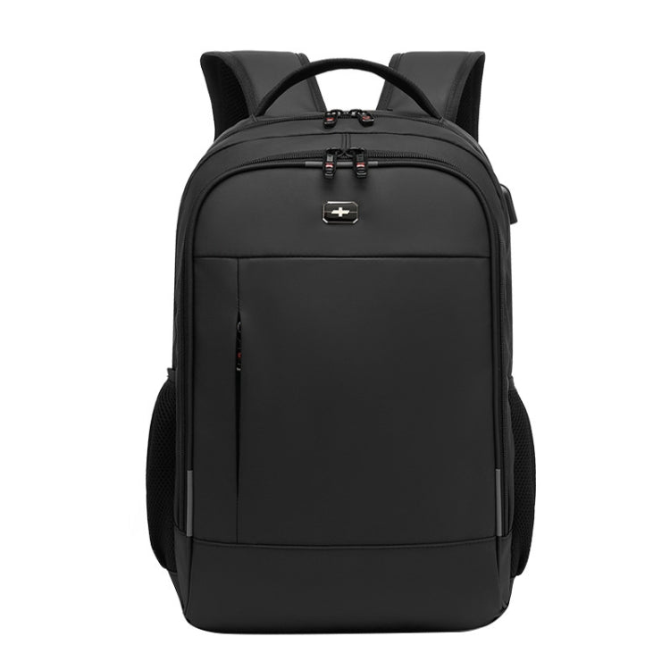 17 inch Multifunctional Large Capacity Waterproof Double-Shoulder Backpack with USB Interface - Black