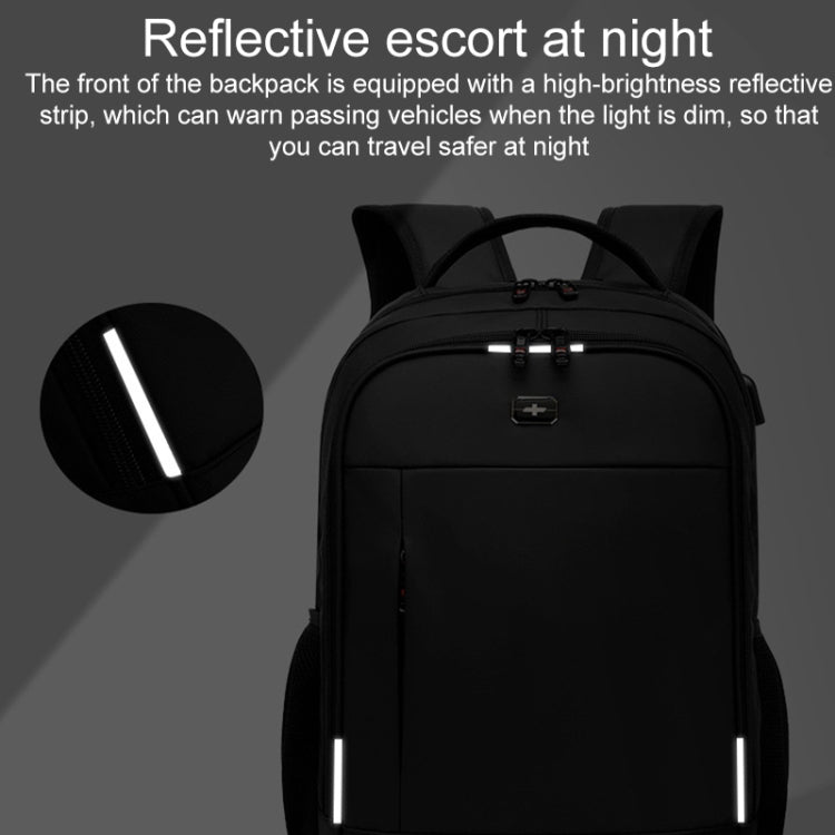 19 inch Multifunctional Large Capacity Waterproof Double-Shoulder Backpack with USB Interface - Black