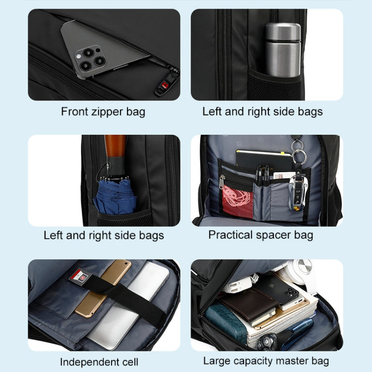 19 inch Multifunctional Large Capacity Waterproof Double-Shoulder Backpack with USB Interface - Black