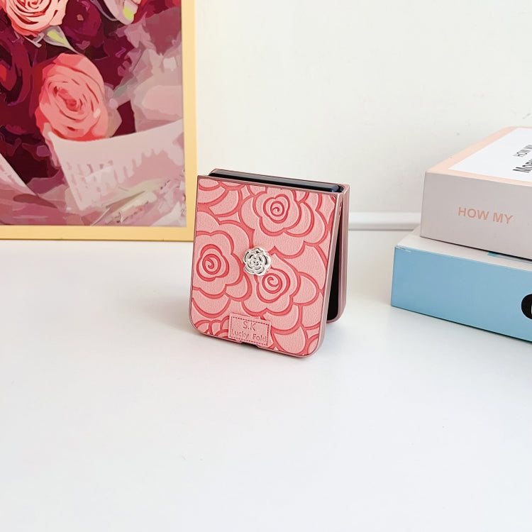 For Motorola Razr 50 / 50 Ultra 3D Camellia Plaid Fabric DIY PC Phone Case