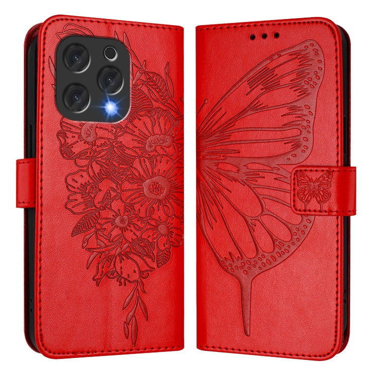 For Doogee N55 Plus Embossed Butterfly Leather Phone Case
