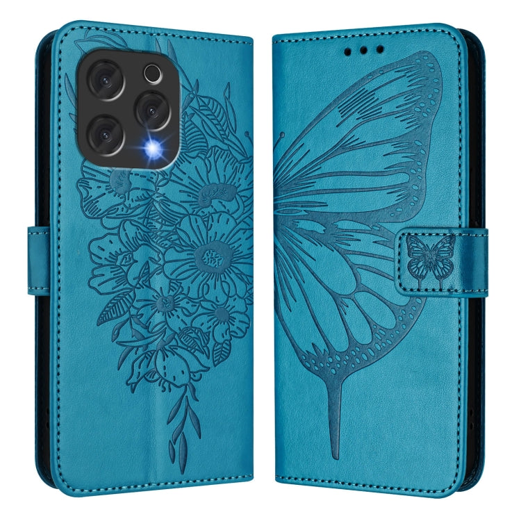 For Doogee N55 Plus Embossed Butterfly Leather Phone Case