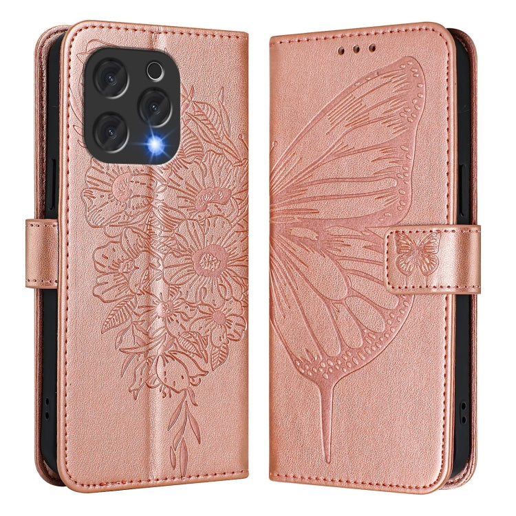 For Doogee N55 Plus Embossed Butterfly Leather Phone Case