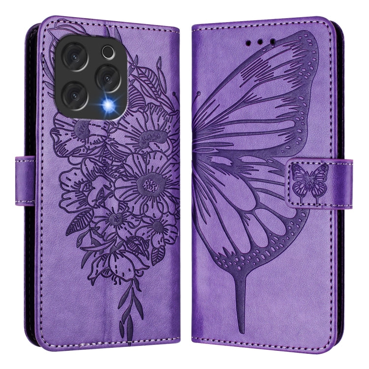 For Doogee N55 Plus Embossed Butterfly Leather Phone Case