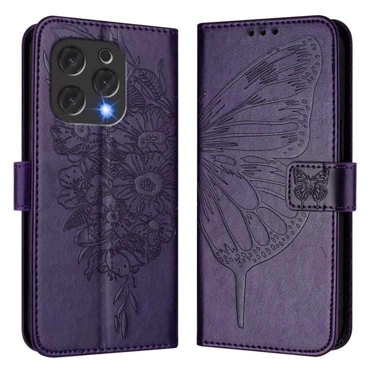 For Doogee N55 Plus Embossed Butterfly Leather Phone Case