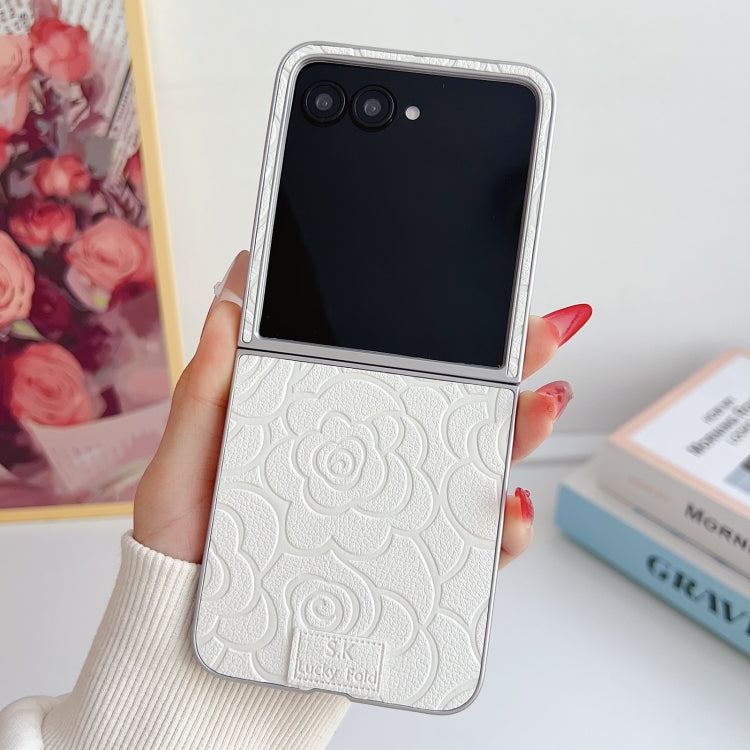 For Motorola Razr 50 / 50 Ultra Camellia Plaid Fabric DIY PC Phone Case