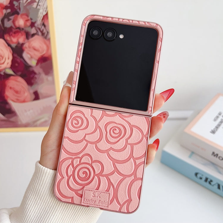 For Motorola Razr 50 / 50 Ultra Camellia Plaid Fabric DIY PC Phone Case