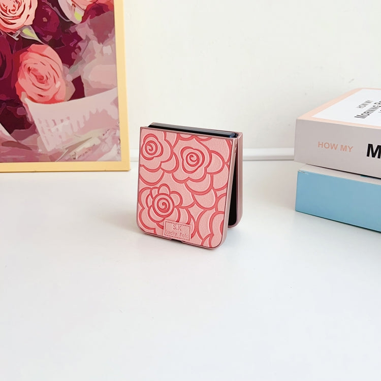 For Motorola Razr 50 / 50 Ultra Camellia Plaid Fabric DIY PC Phone Case