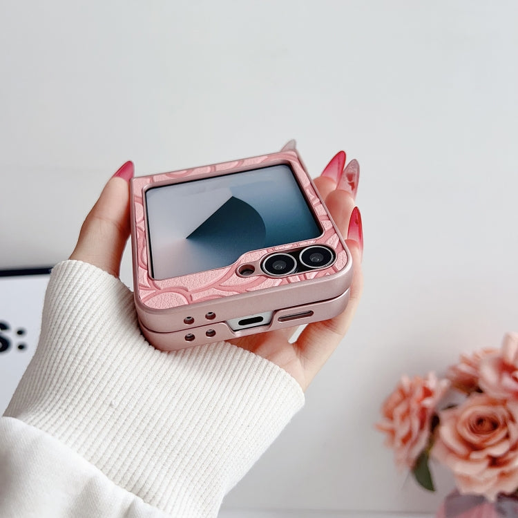 For Samsung Galaxy Z Flip6 / Flip7 FE Camellia Plaid Fabric DIY PC Phone Case